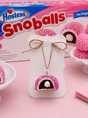 Pink Snoball Dessert Ornament | Hostess-Inspired Snack Cake | Handmade